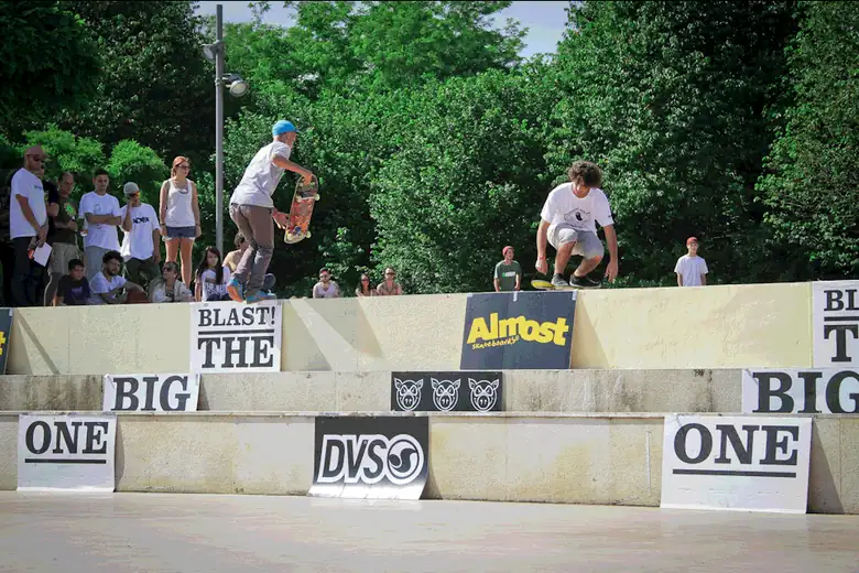 Skating the gap at the Blast! The Big One contest in front of a crowd